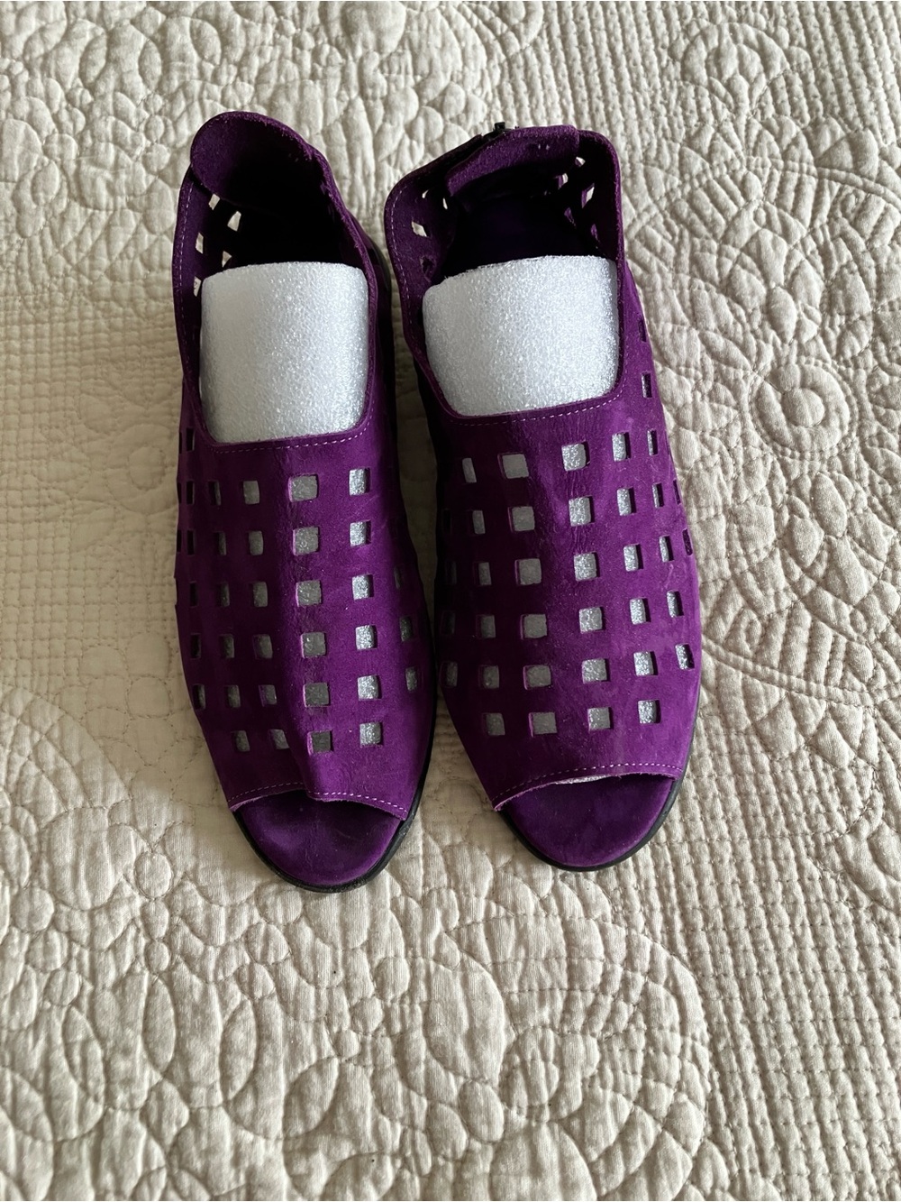 Arche Purple Cutout Suede Peep-Toe Mules